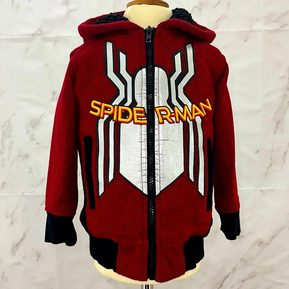 Marvel Spider-Man Lined Hoodie Sherpa hoodie quilted lining‎ size 3t